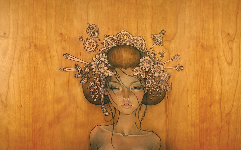 woman with floral crown