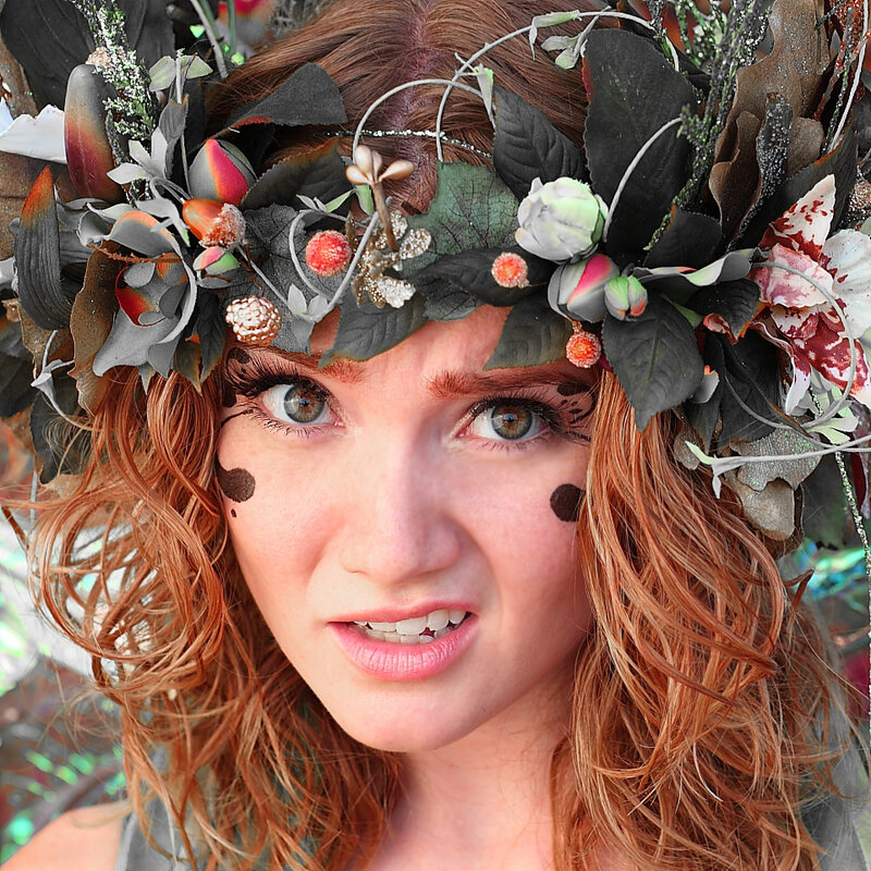 woman with floral crown