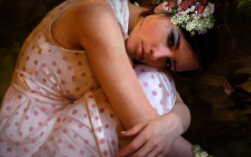 woman with floral crown