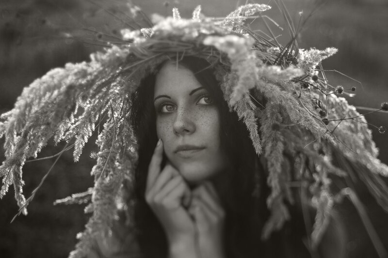 woman with floral crown