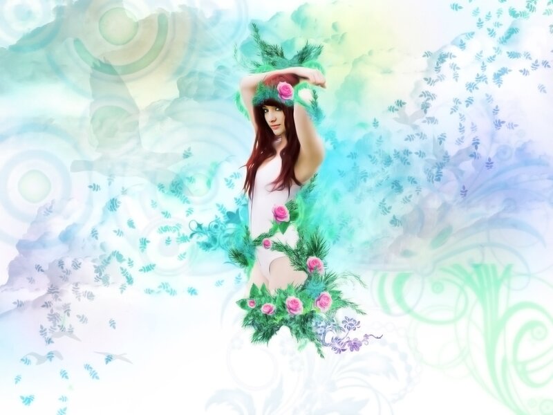 woman with floral crown