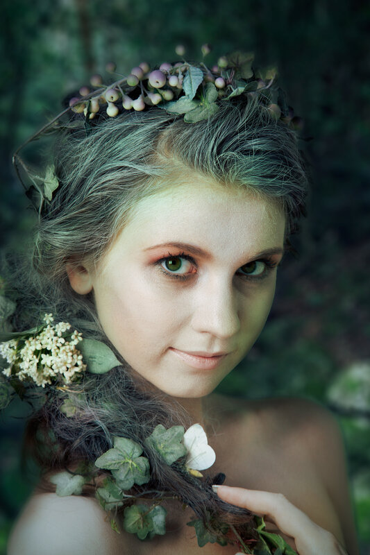 woman with floral crown