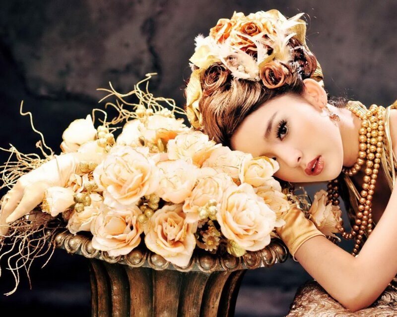 woman with floral crown