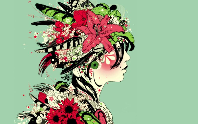woman with floral crown