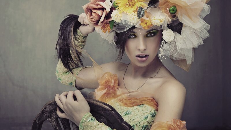 woman with floral crown
