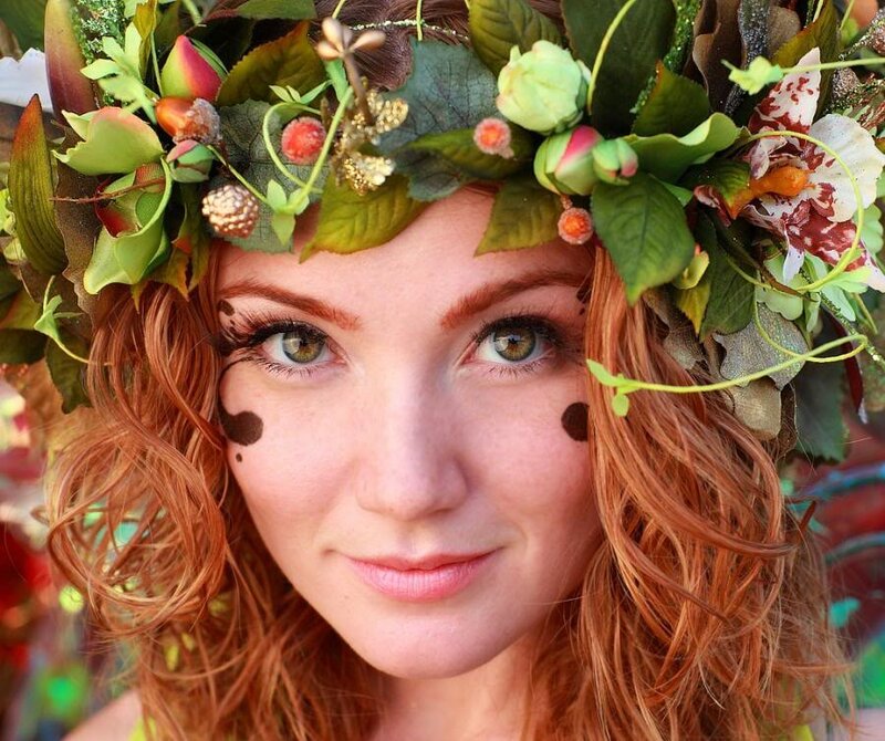 woman with floral crown