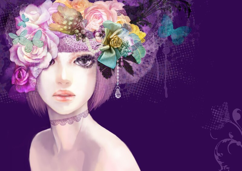 woman with floral crown