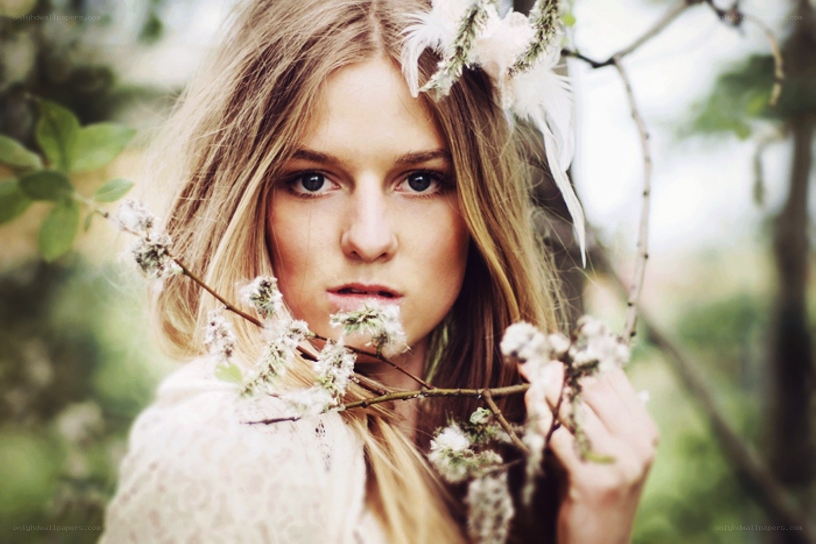 woman with floral crown