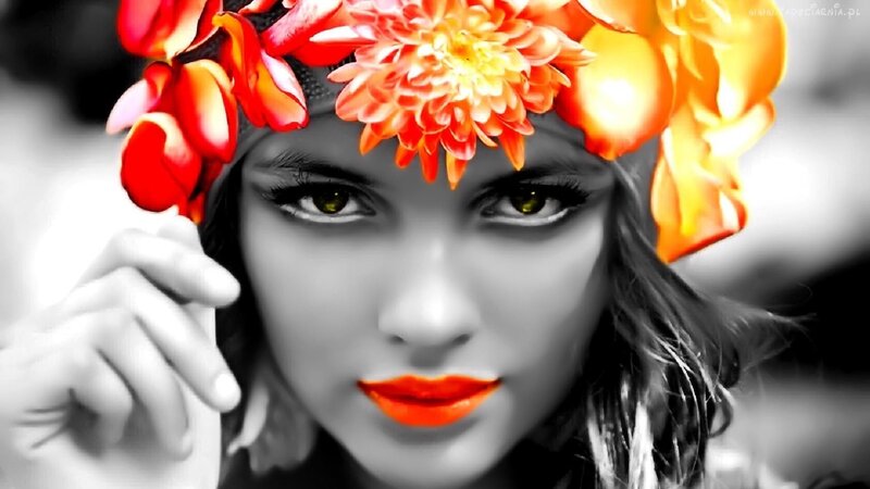 woman with floral crown