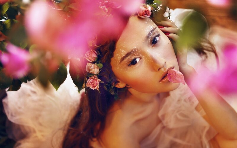 woman with floral crown