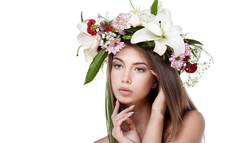 woman with floral crown