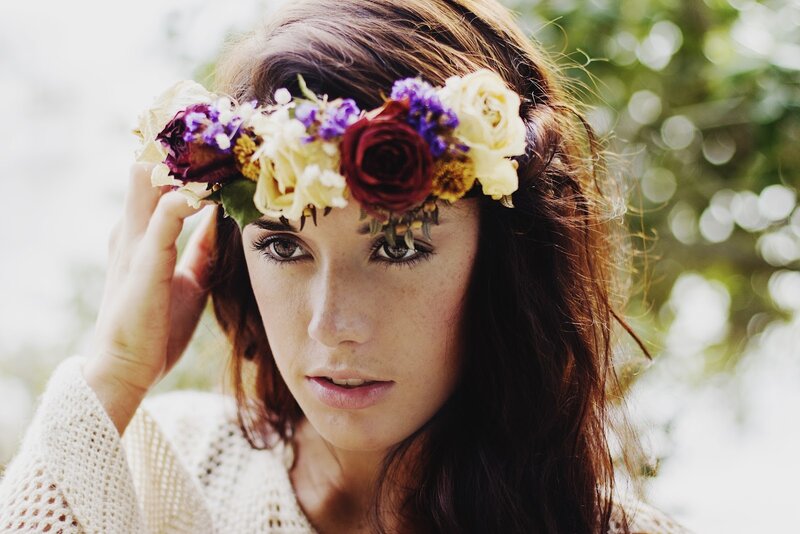 woman with floral crown