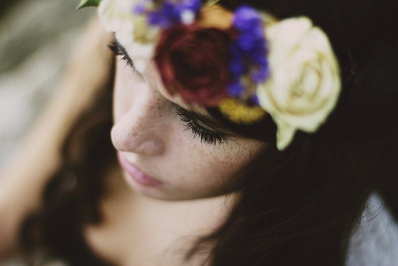woman with floral crown