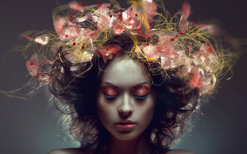 woman with floral crown