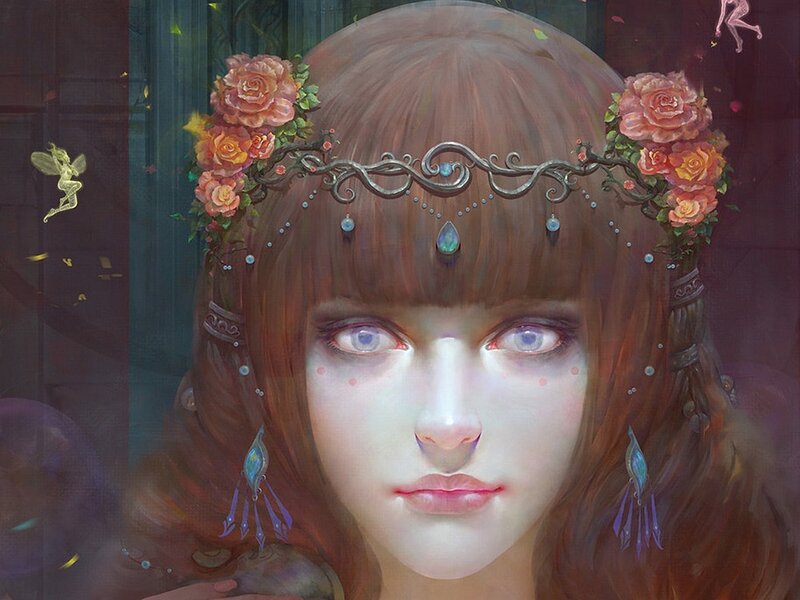 woman with floral crown