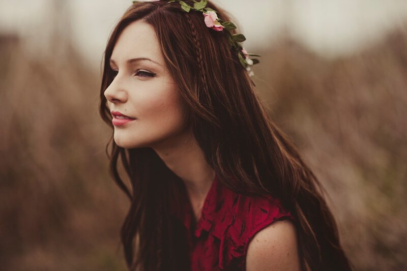 woman with floral crown