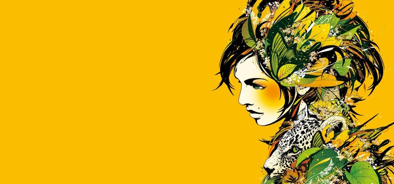 woman with floral crown and leopard