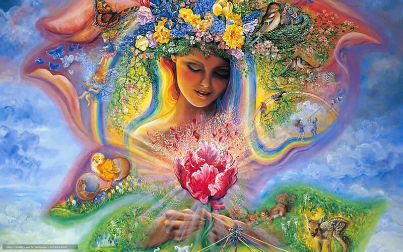 woman with floral crown and nature