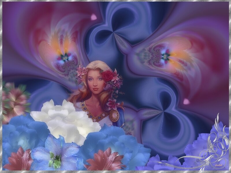 woman with floral crown and wings