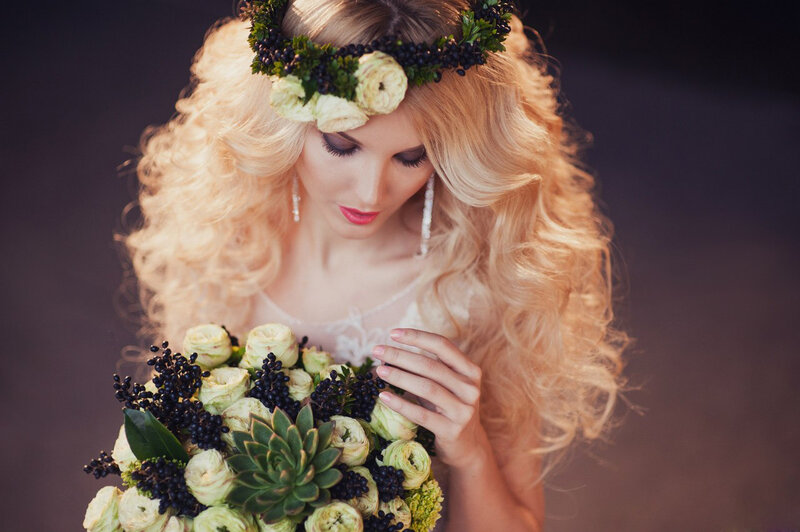 Woman with Floral Crown — Blonde