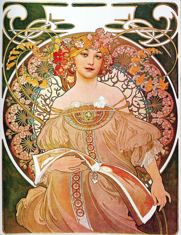 Woman with Floral Crown — Green, Serene, Illustration