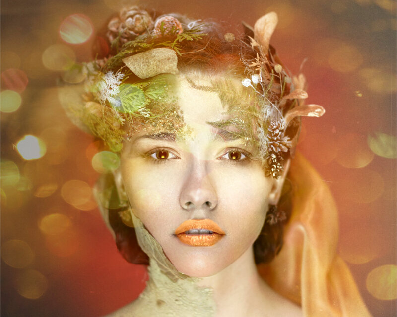 Woman with Floral Crown — Orange
