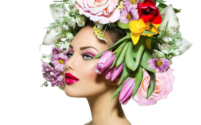 Woman with Floral Crown — Pink, Vibrant, Spring