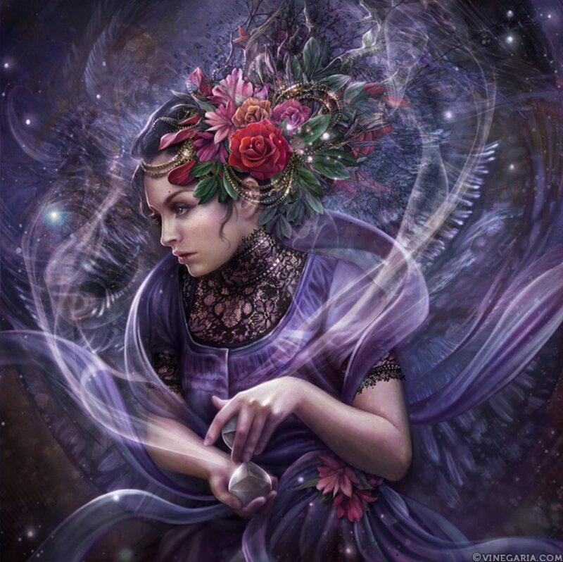 Woman with Floral Crown — Purple, Mystical