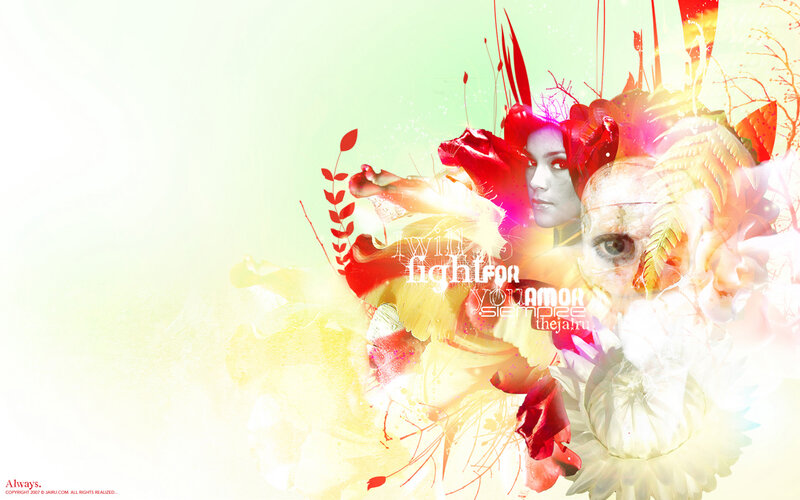 Woman with Floral Crown — Red, Dreamy, Digital Art, Flowers