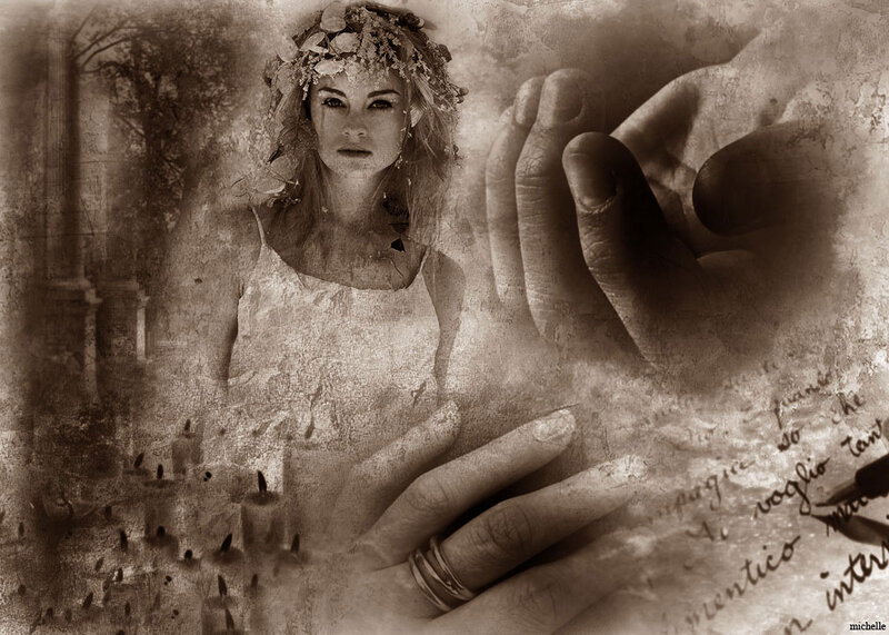 Woman with Floral Crown — Sepia