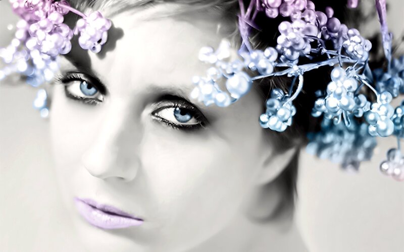 Woman with Floral Crown — White, Dramatic