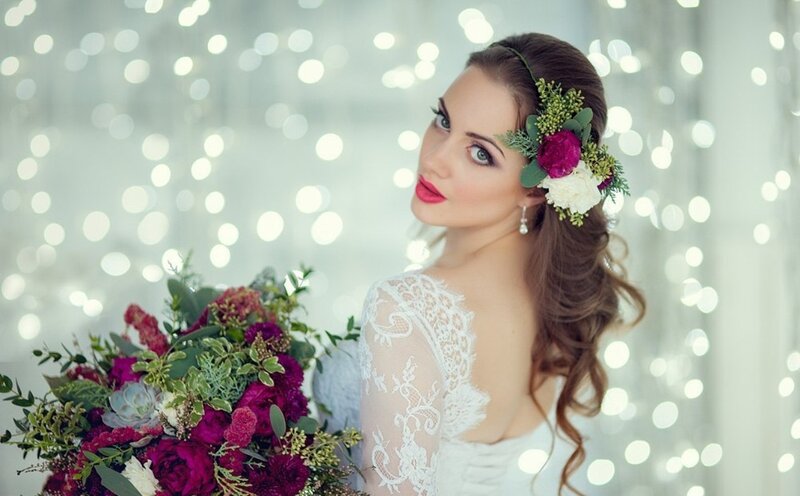 Woman with Floral Crown — White, Romantic