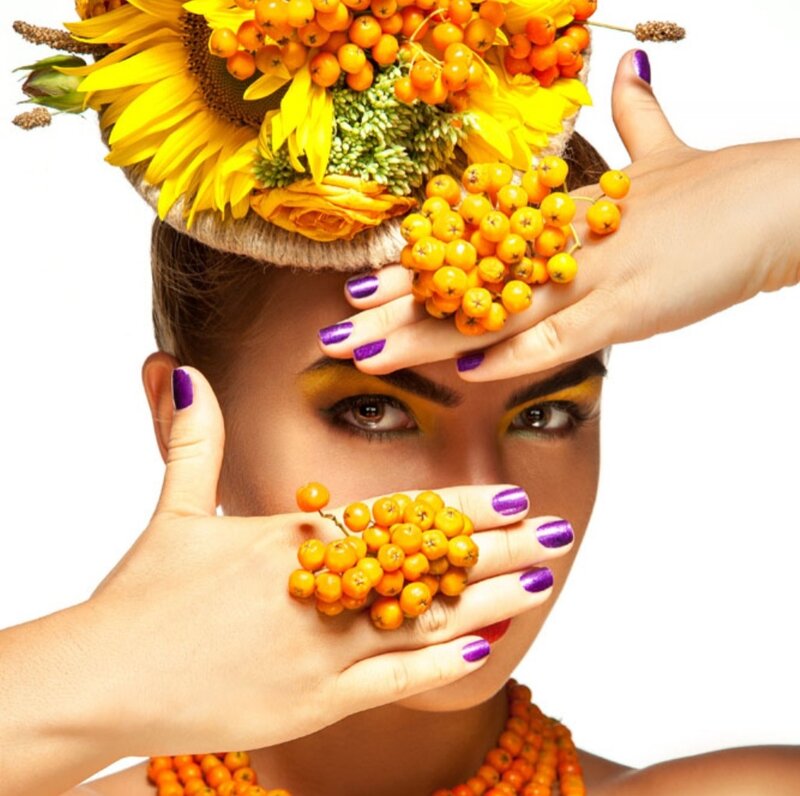 Woman with Floral Crown — Yellow, Dramatic, Autumn, Photograph