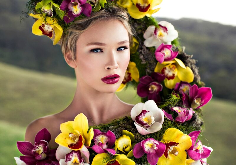 Woman with Floral Crown — Yellow, Serene, Afternoon