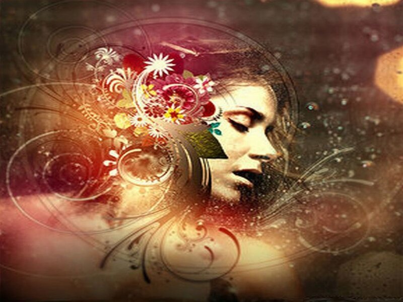 woman with floral design