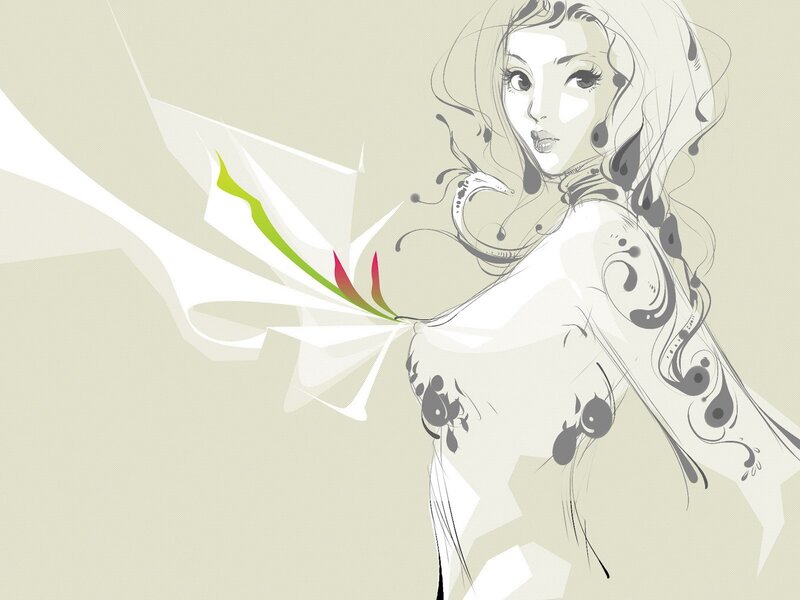 woman with floral design
