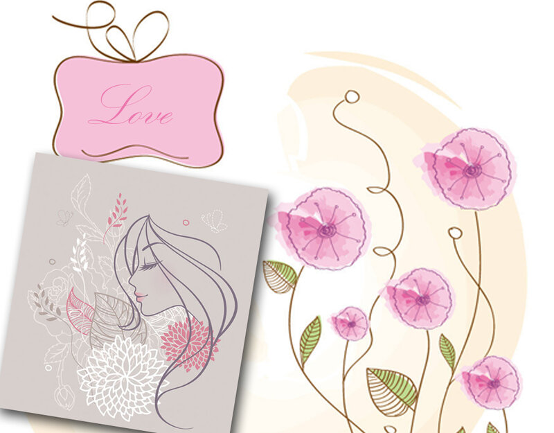 Woman with Floral Design — Pink