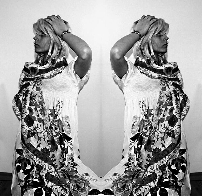 Woman with Floral Dress — Black