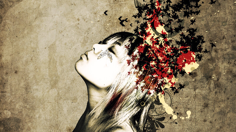 woman with floral explosion