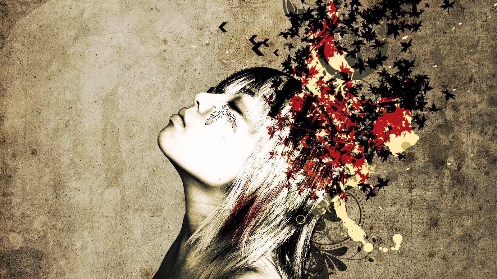 woman with floral explosion