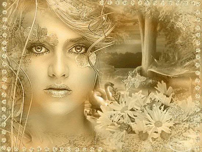 woman with floral face art