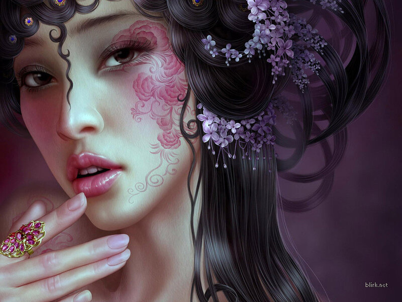 woman with floral face art
