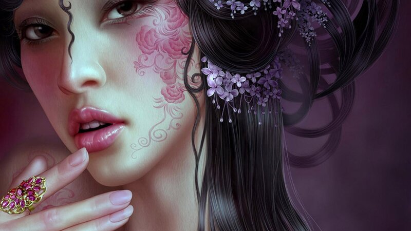 woman with floral face art