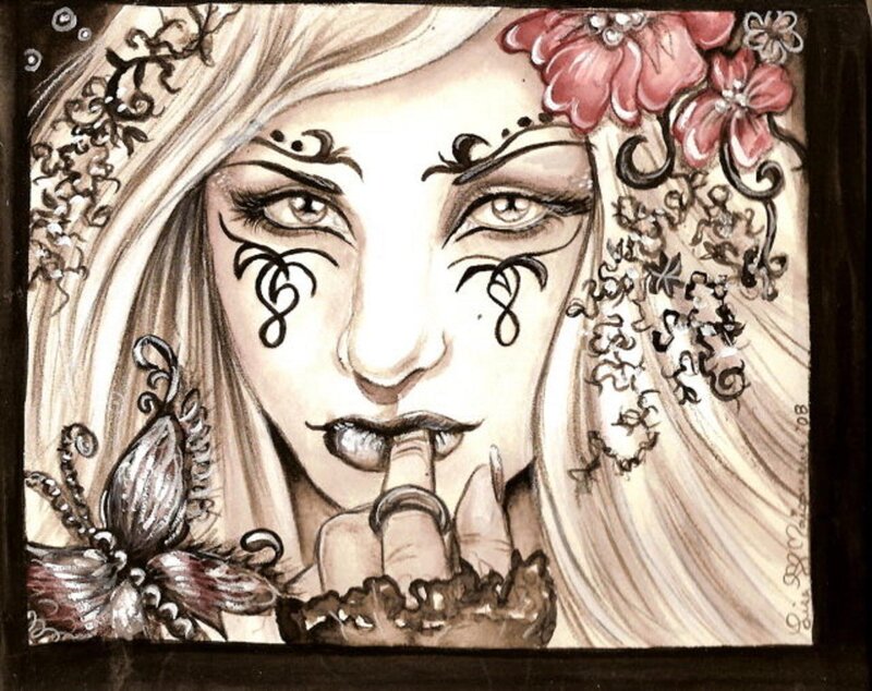 woman with floral face art
