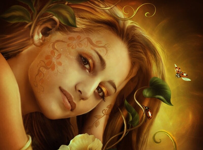 woman with floral face paint