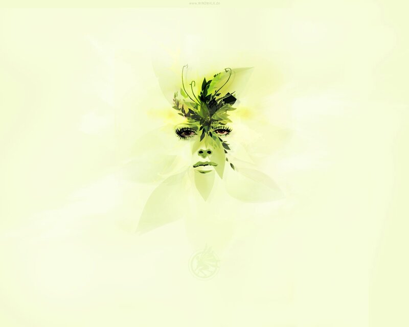 woman with floral face