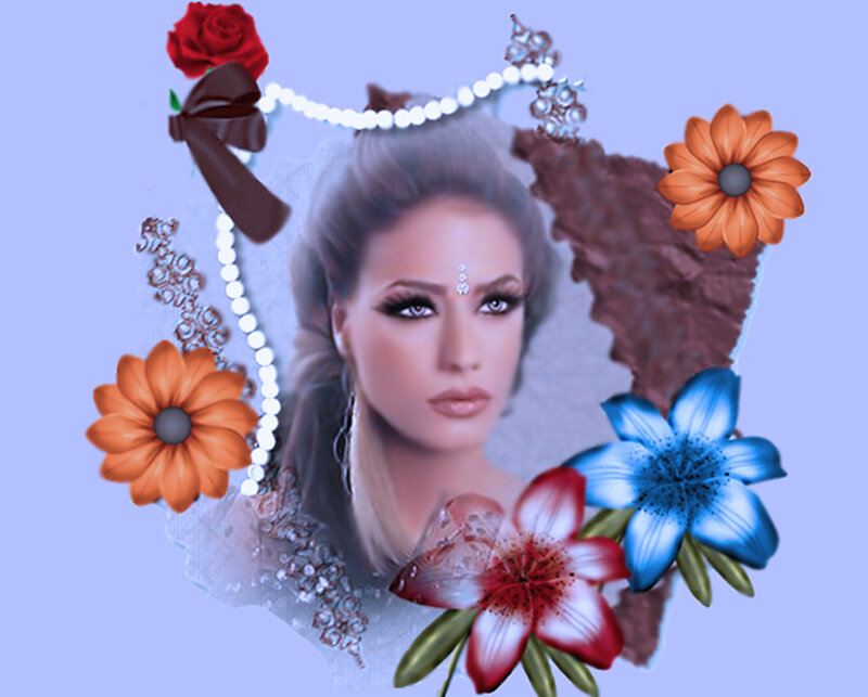 Woman with Floral Frame