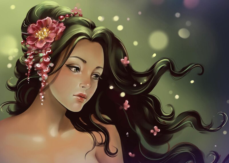 woman with floral hair adornment