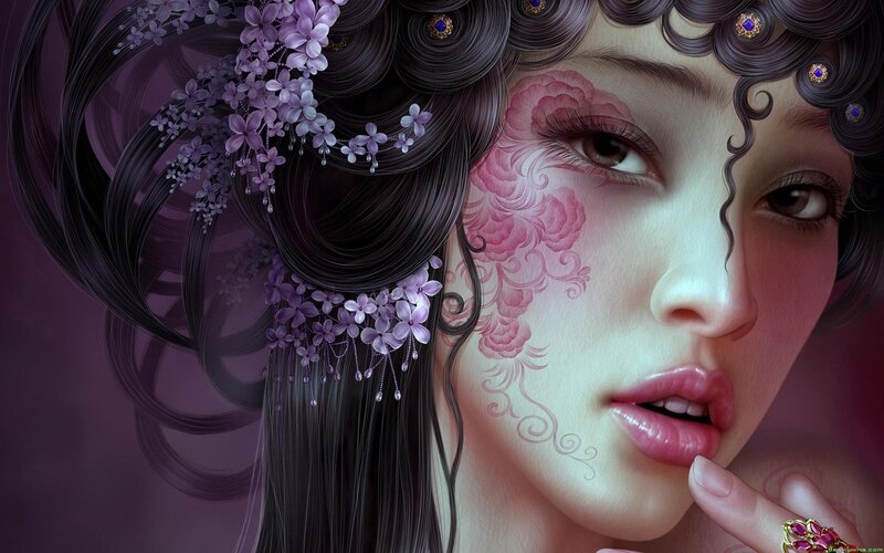 woman with floral hair adornments