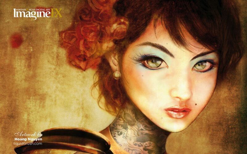 woman with floral hair and tattoos